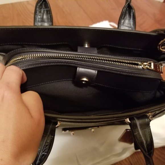 Coach Swagger Frame Satchel in Denim Crocodile-Embossed - Picture 13 of 16